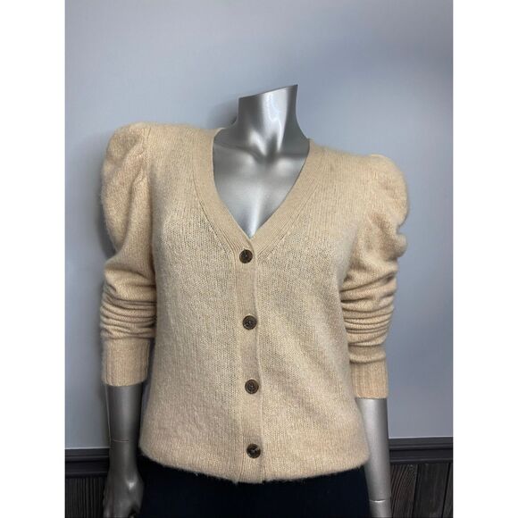 L/XL, Saks 5th Ave cashmere cardigan with slight puff sleeve like new condition! - Picture 3 of 11